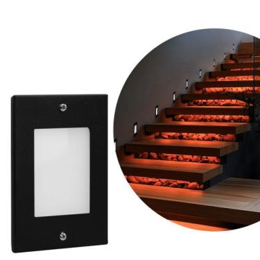 Imagem de Kit 10 Balizador de Embutir Escada Parede Preto 4x2 Alumínio - Ilumina