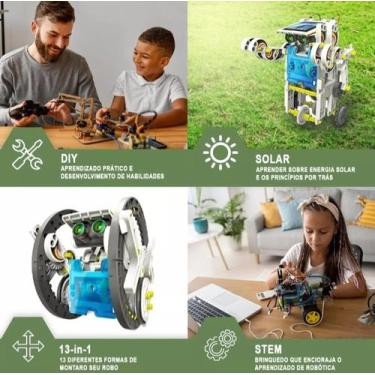 Imagem de Robô 13 em 1, Kit Robótica Iniciantes Motor Energia Solar Brinquedo - 