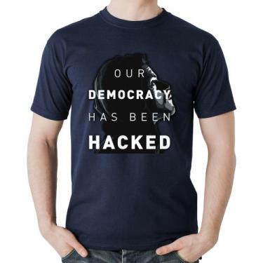 Imagem de Camiseta Algodão Our Democracy Has Been Hacked - Foca na Moda, Marinho
