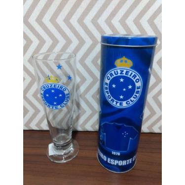 Imagem de Taça tulipa de vidro Time Cruzeiro na lata cofre - Allmix