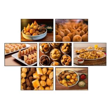 Imagem de Kit 7 Quadros Salgado Kibe Coxinha Bolinha Queijo Lanchonete - CAMALEÃ