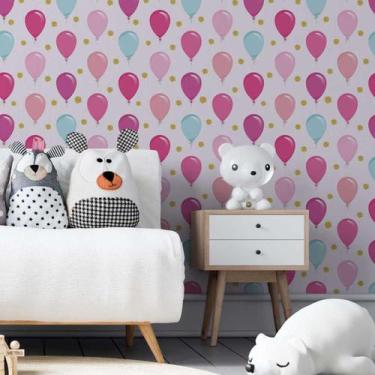 Imagem de Papel De Parede Adesivo Balões Rosa Azul N05114 0,58X3,00M - Adesivo B