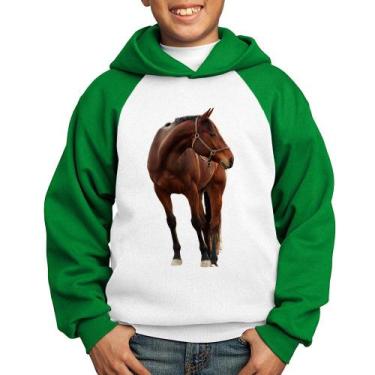 Imagem de Moletom Infantil Cavalo Andaluz - Foca na Moda, Branco, Verde, 14
