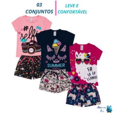 Imagem de Kit 3 Conjuntos Verão Menina - MONSTERS KIDS, Variadas, 2
