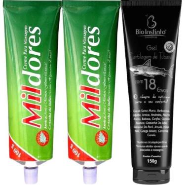 Imagem de Kit 2 Creme Para Massagem Mil Dores 100g + 1 Gel Cartilagem de Tubarão