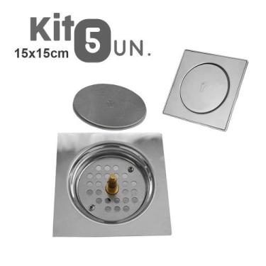 Imagem de Ralo Click Inteligente Aço Inox 5 Un. Pop Up 15x15 Banheiro - Ab.MIDIA