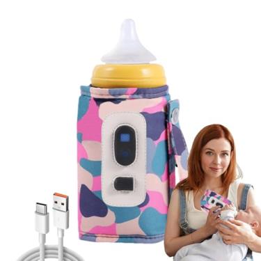 Imagem de Capa de isolamento para garrafa de leite, bolsa aquecedora de garrafa de leite | Aquecedor de mamadeira digital USB Aquecedor de leite | Bolsa para mamadeira com temperatura de 5 marchas e de calor pa