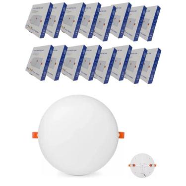 Imagem de Kit 10 Luminária Plafon Led Borda Infinita 25W Embutir Redondo Bivolt 