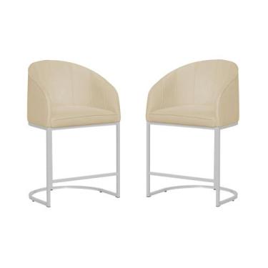 Imagem de Kit 02 Poltronas Banqueta Mia Decorativa Estofada Tecido Suede Base Me