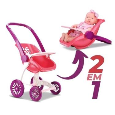 Imagem de Carrinho De Boneca passeio Infantil Confort Baby 2 em 1 - Samba Toys