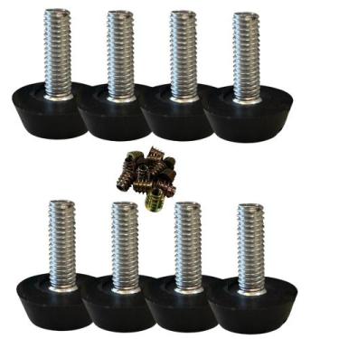 Imagem de 08 Sapatas Niveladora p/ Móveis c/ Rosca, 1/4 25mm com Bucha - RGM