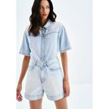 Imagem de Shorts Jeans Mom Cintura Alta Claro-Feminino