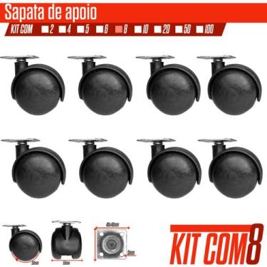 Imagem de 8 Rodízio Girátorio C/ Placa Rodinha 50mm para Móveis Pesados - Oppean