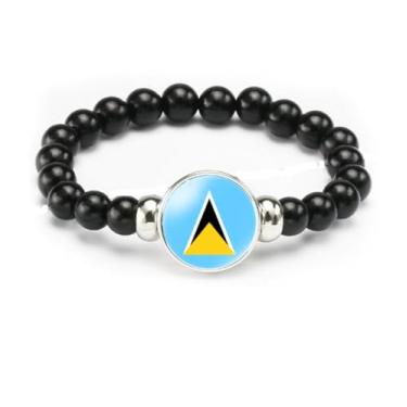 Imagem de vmcoatdu Pulseira de bandeira nacional com contas de corda elástica apoia seu país viagem lembrança presentes para homens e mulheres, One size, Liga metálica, Vidro