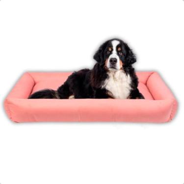 Imagem de Cama Colchonete Cachorro Luxo Extra Grande Fundo Impermeável Osso de Pelúcia (Rosa)