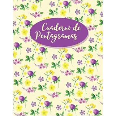Imagem de Cuaderno de pentagramas flores: Libreta Notación Musical,12 pentagramas por pagina