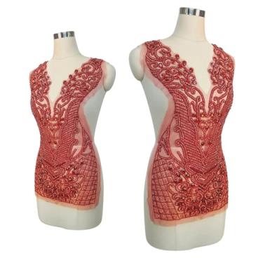 Imagem de Remendos feitos à mão com contas para vestidos de corpete, acessórios de casamento, adequados para vestidos de formatura (L2-vermelho)