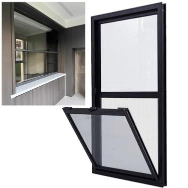 Imagem de Substituição de janela deslizante de porão de 73,7 x 78,7 cm, janela de ventilação vertical de alumínio, janela de isolamento acústico preta com tela para casas móveis chuveiros galinheiro