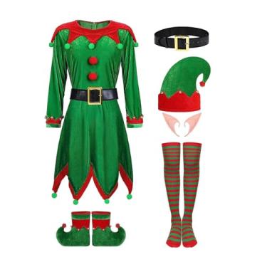 Imagem de rockible Traje de natal elfo, conjunto de roupas, cosplay criança vestir-se, traje de papai noel roupa para carnaval festa de natal aniversário, para Altura 140cm