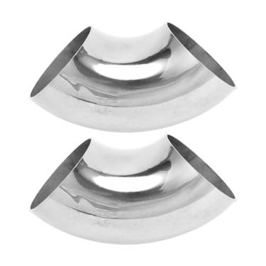 Imagem de Motoforti 2 peças 90 graus curva mandril cotovelo carro modificado tubo de escape tubulação 6.0 cm espessura OD 1,5 mm/16GA SS316 aço inoxidável 2 peças