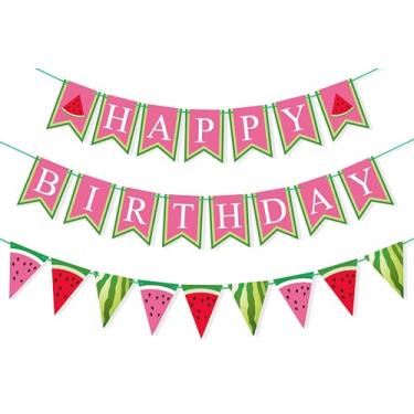 Imagem de Uniwish Um banner de juta com melancia menino menina decorações de primeiro aniversário guirlanda verão melancia um em um melão suprimentos de festa de 1º aniversário