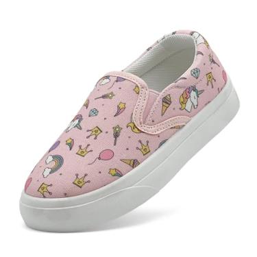 Imagem de Tênis infantil para meninas e meninos, de lona, leve, respirável, desenho animado, cano baixo, casual, rosa, 9 Little Kid