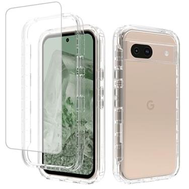 Imagem de Vavies Capa compatível com Pixel 8A, Google 8A GKV4X com protetor de tela de vidro temperado, capa protetora flexível transparente à prova de choque para Google Pixel 8A transparente