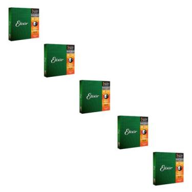 Imagem de Kit 5 Encordoamentos Baixo 5 Cordas 045 Elixir Light Long Scale Nanowe