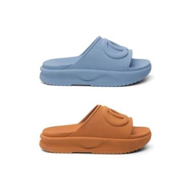 Imagem de Kit 2 Pares Chinelo Feminino Slide Papete Plataforma Confortavel - Rev