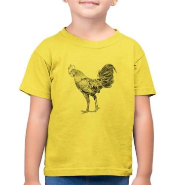 Imagem de Camiseta Algodão Infantil Galo Desenho - Foca na Moda, Amarelo canário