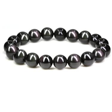 Imagem de Keleny Pulseira feminina elástica Fashion Crystal Man 10 mm contas redondas Rock Jasper 17 cm unissex 7 Inch