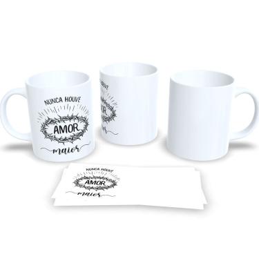 Imagem de Caneca Evangelica de Porcelana Personalizada Religião Cristã Ele Vive