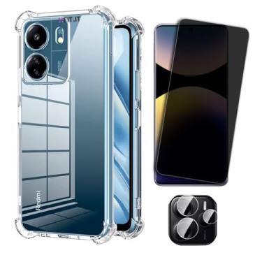 Imagem de CORONITAS Capa Capinha Tpu Anti Impactos para Xiaomi Redmi Note 14, Película 5D Privacidade, Película Lente Câmera, Proteção contra Quedas, Case Transparente Slim