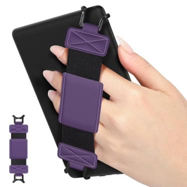Imagem de MoKo Alça de mão macia para tablet Kindle eReaders Fire de 6-8 polegadas Kindle/Kobo/Voyaga/Lenovo/Sony Kindle E-Book, preto de alta elasticidade versátil alça de mão leve, roxo escuro