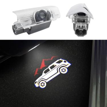 Imagem de 2 peças de luzes com logotipo de porta de carro compatíveis com 4Runner 2010 acessórios de cortesia projetor, luz de poça a laser, luzes de sombra fantasma (montanha vermelha)