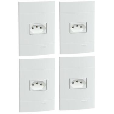 Imagem de 4 un Conjunto de Tomada Branco Fosco 10A 250V SCHNEIDER