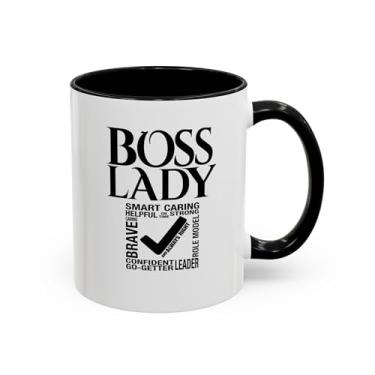 Imagem de Caneca de café Boss Lady Accent - Presente empoderador para mulheres, motivacional, decoração de escritório, aniversário, inspirador