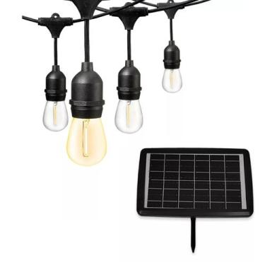 Imagem de Varal Solar 20 Lampadas 12 Metros Placa Solar Led Filamento Cordao Dec