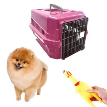 Imagem de Caixa Transporte Pet N1 Rosa + Mordedor Interativo Galinha - MecPet