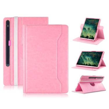 Imagem de Yiernuo Capa compatível com tablet Samsung Galaxy Tab S9 FE Plus S9 Plus S8 Plus S7 FE S7 Plus 12,4 polegadas, suporte giratório de 360° em couro sintético para Galaxy Tab S9 FE+ S9 + S8+ S7+ 12,4,