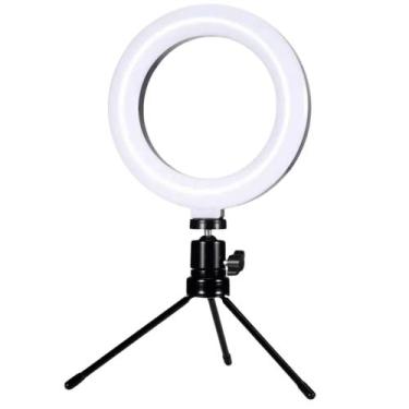 Imagem de Iluminador de Mesa Ring Light 16cm Luz Branca e Amarela - RMEletronico