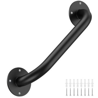 Imagem de GORWARE Corrimão de escada de tubo de 2 m, capacidade de carga de 200 kg, trilho de mão de ferro galvanizado preto, corrimão de escada de metal montado na parede industrial para varanda de escadas