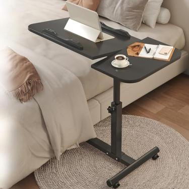 Imagem de Mesa de cama, mesa de cama com rodas sobre a cama, mesa móvel com rodas, mesa de computador com rodas ajustáveis