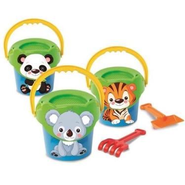 Imagem de Balde Baldinho de Praia Com Pá Bichinhos Sortidos Divplast