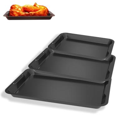 Imagem de DcYourHome Conjunto universal de 3 peças de assadeira de cozinha para conjunto de panelas Ninja B33003 Foodi, torradeira antiaderente premium, assadeira para forno/assadeira - 25 x 38 cm, 28 x 43 cm