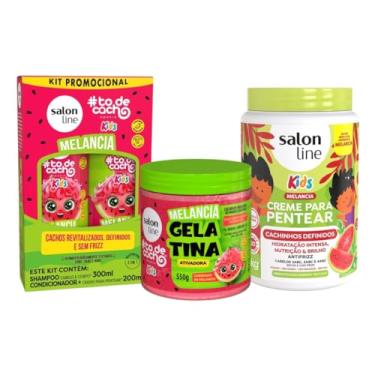 Imagem de Kit Melancia Kids com Shampoo 300ml, Condicionador 200ml, Gelatina 550g e Creme para Pentear 1Kg Salon Line