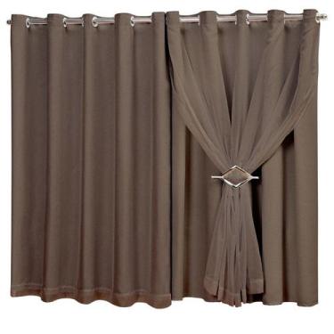 Imagem de Cortina Em Tecido Com Voil 90% Blackout 2m L x 2m A Sala Quarto Cozinh