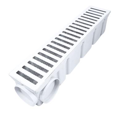 Imagem de Ralo 10x50 Alumínio Branco com Cocho Coletor Modular 4 Saídas 75mm