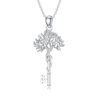 Imagem de Sonouli Colar com pingente de árvore de diamante cultivado em laboratório, árvore da vida, presente de prata para mulheres, Prata esterlina, Diamante cultivado em laboratório