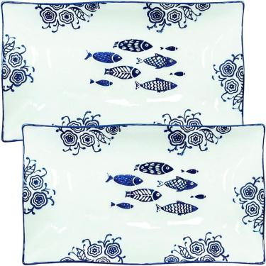 Imagem de Kit 8 Petisqueiras Bowl Grande Travessa Oceano Peixe 550ml